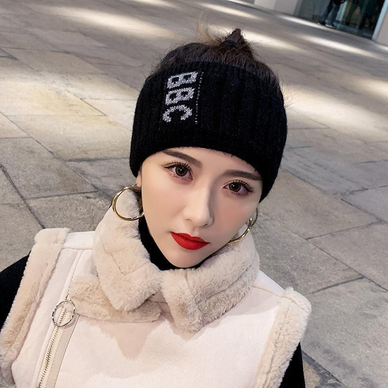 Winter knitted wool hat children's Japanese sports bag head hat empty top ponytail hat headband pullover hat versatile warm