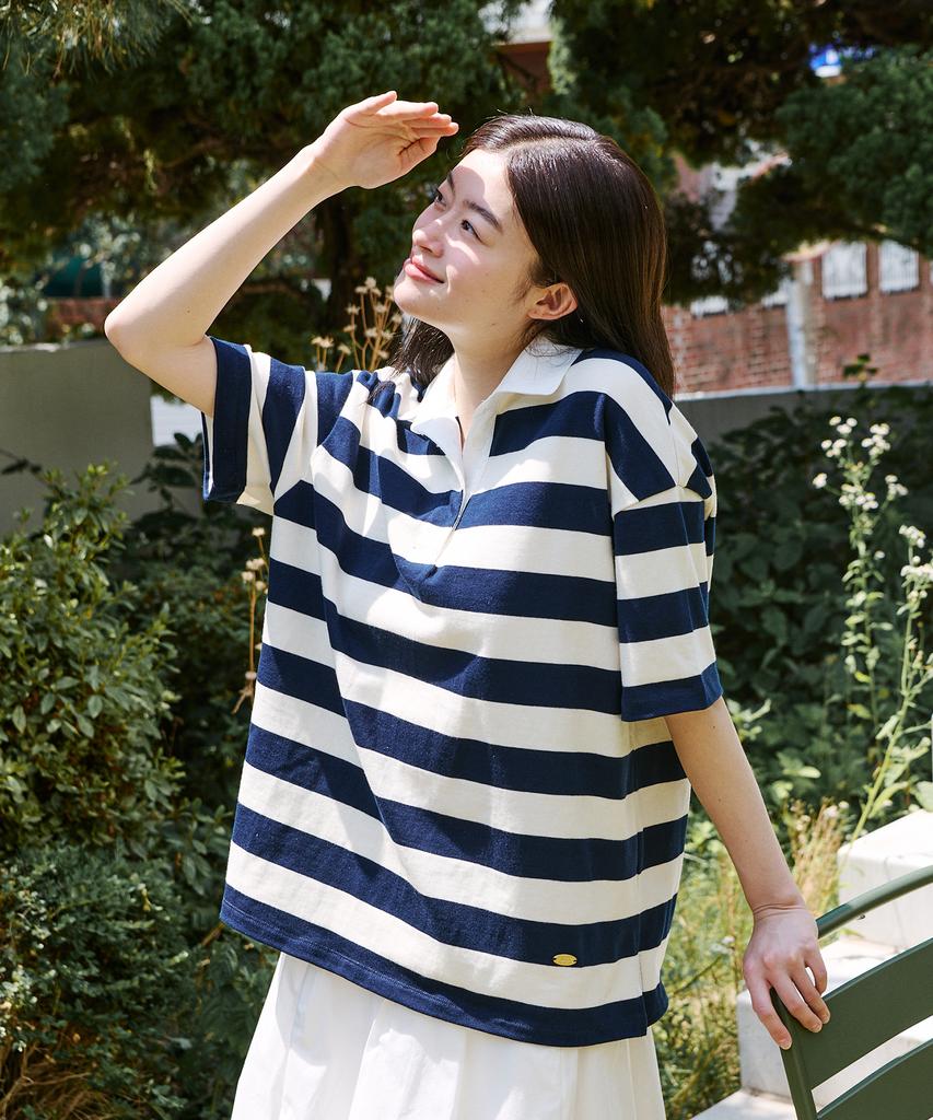 YUPPE Stripe Collar T-Shirt_Ivory