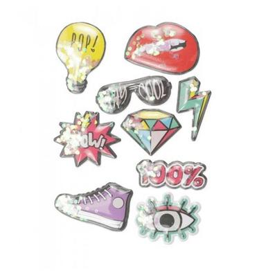 Puff-Aufkleber Vintage - Graine Créative - 9 Aufkleber - Gelb und mehrfarbig - Orange - Erwachsener - Gemischt