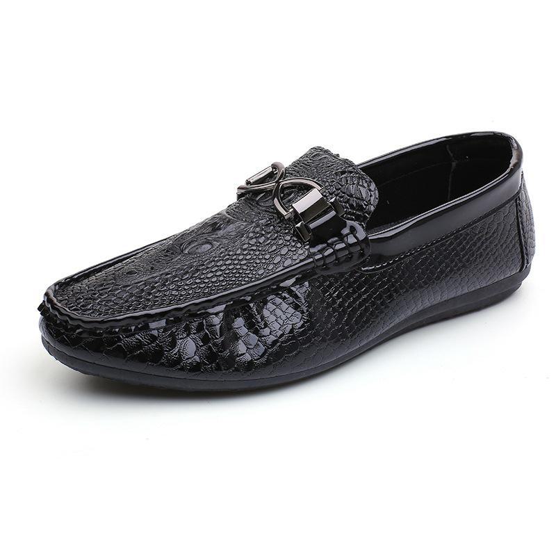 Trendige Mokassins mit Krokodilmuster für Herren – Freizeitschuhe im koreanischen Stil