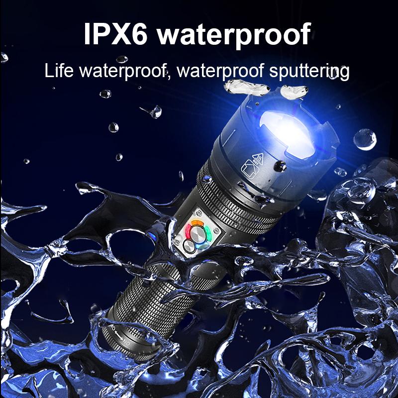 Yellow+White+Red Lights Lighting 1500M Flashlight 500W LED Torch Rechargeable Lamp Waterproof Torch Light COB Light