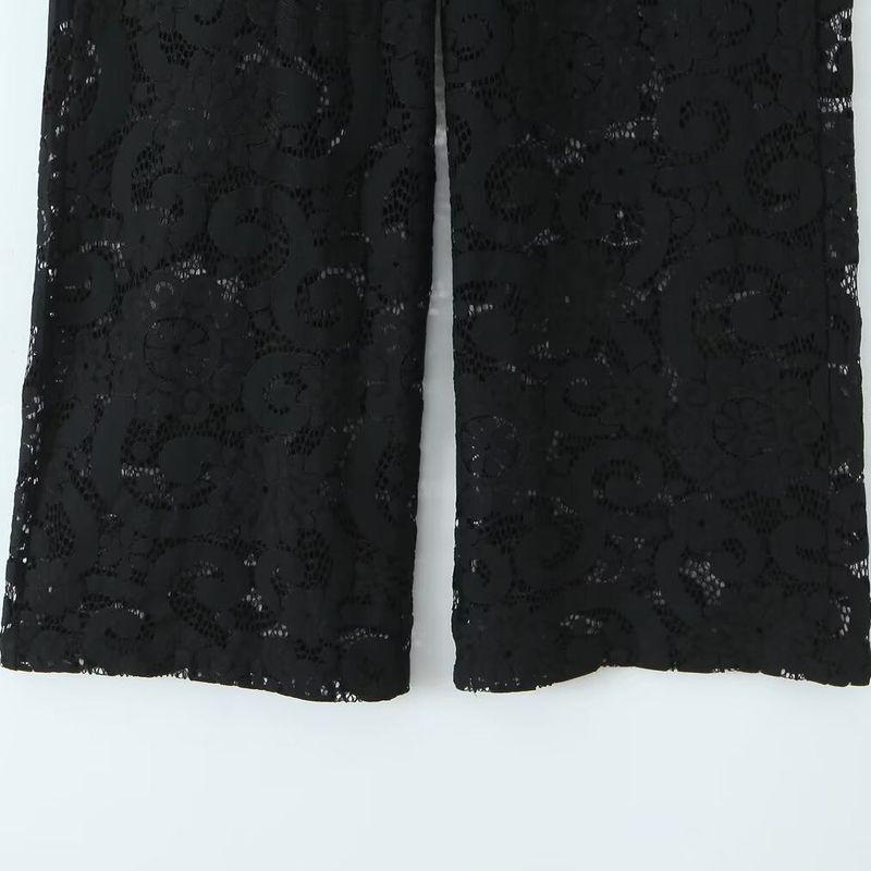 Kaslead New Women clothes Western Style Fashion Simple and Versatile Straight Lace Trousers