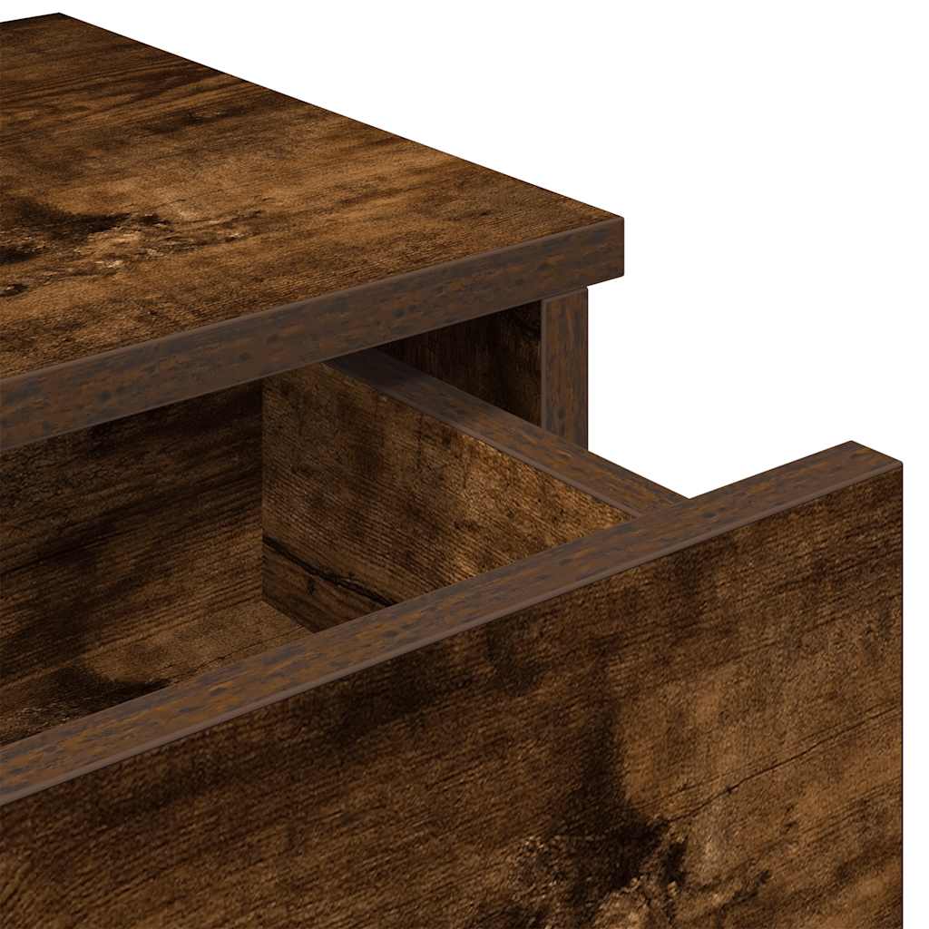 Wall Mounted Shelf with Drawers Smoked Oak Finish 100 x 37.5 x 19 cm