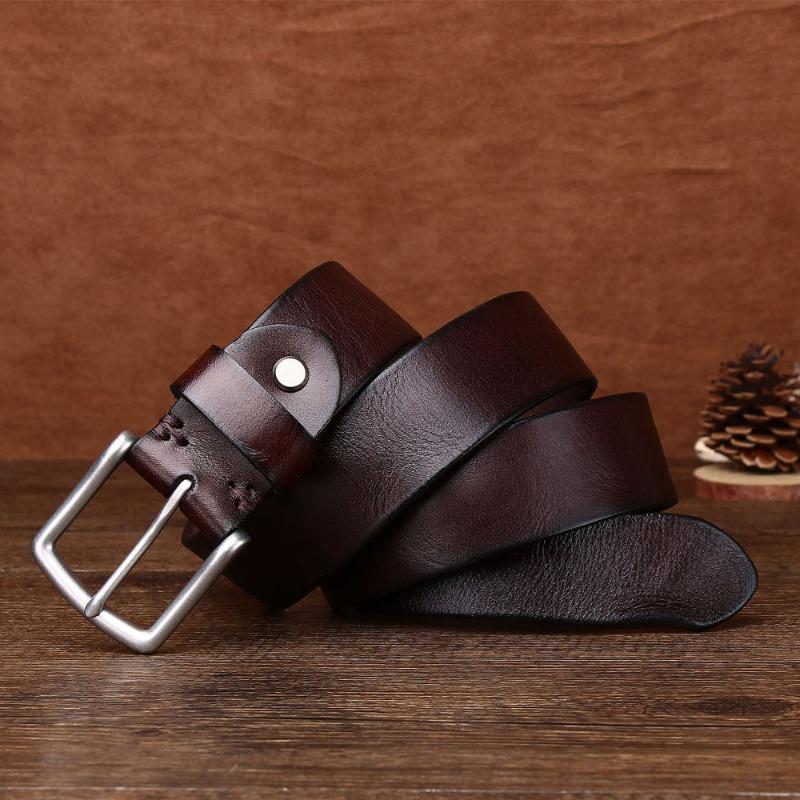Belt Men's Real Cowhide Personalized Metal Retro Belt Pin Buckle First Layer Cowhide Casual Belt
