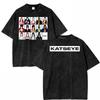 100% Cotton Vintage Washed Katseye The Wildworld Tour 2026 T Shirt Fashion Men/Women Retro Oversize Loose Acid Wash Tees Shirts
