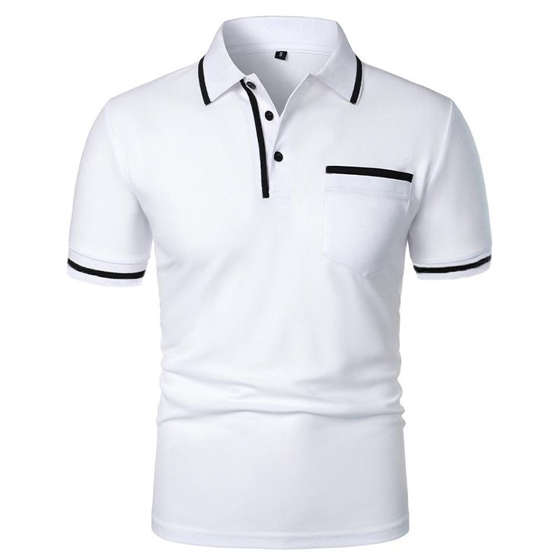 Summer Men's Short Sleeve Polo Shirts Solid Color Casual Tshirt Trendy Breathable Loose Basic Splice Top Pockets Men Shirts