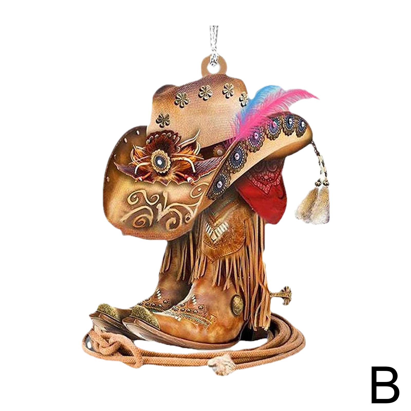 

Arcylic Cowboy Hangings Украшение для автомобиля Персонализированные сапоги и шляпа Cowboy Hangings Украшение для рождественской елки для девушки-ковбоя