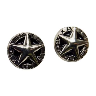 [F NODE] Silver Star-Shaped Pin Badge with Roman Numerals, Set of 2, 1.2cm, Alloy