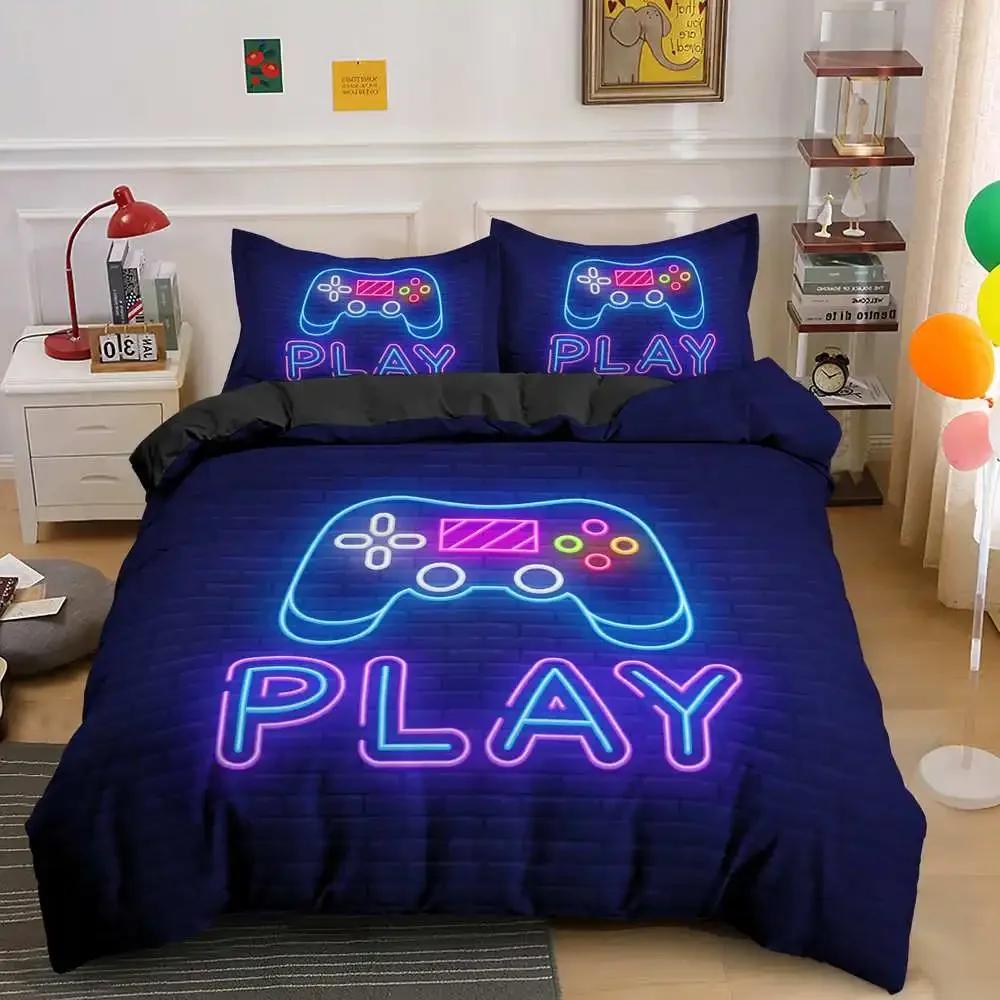 Gamepad Comforter Cover Bedding Set Teens Video Duvet Cover for Youth Kids Boys Modern Controller Bedspread Queen/King Size