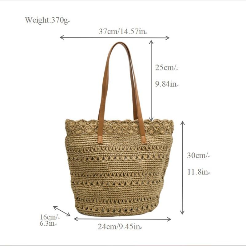 

New shoulder straw bag seaside vacation handwoven bag large capacity tote beach bag vegetable basket women s bag Welt zipper