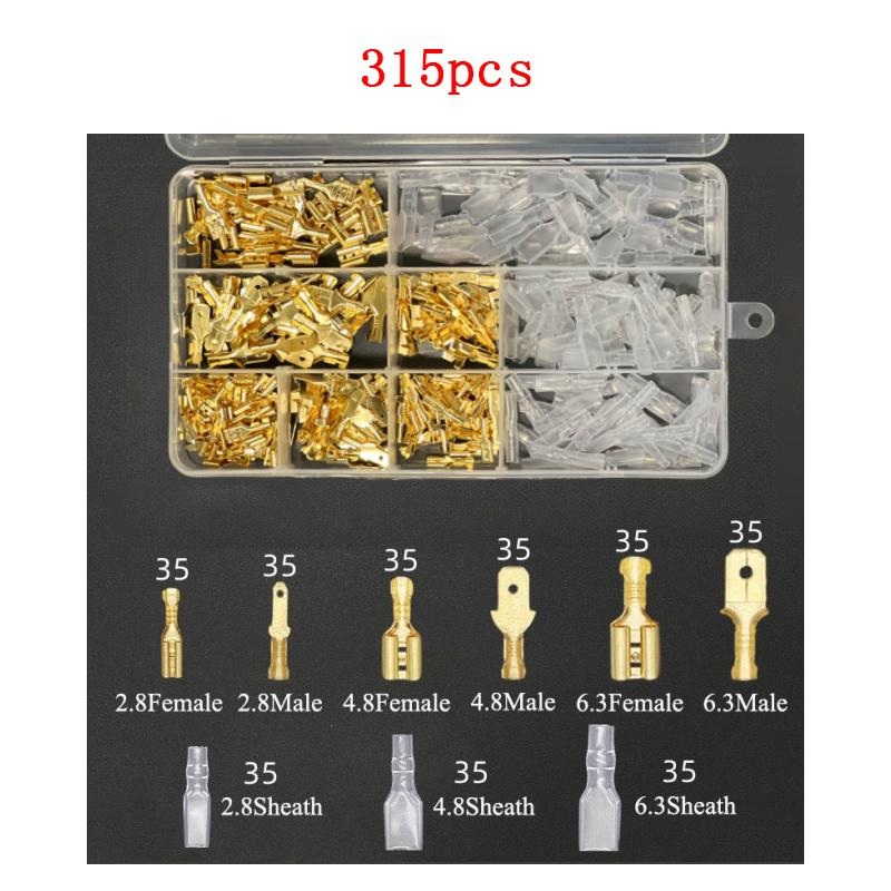 

315PCS Assorted Kit: Male-Female Insulated Cable Crimp Terminals (2.8/6.3mm) with Macho Connector & Spade Terminals for Wire Box
