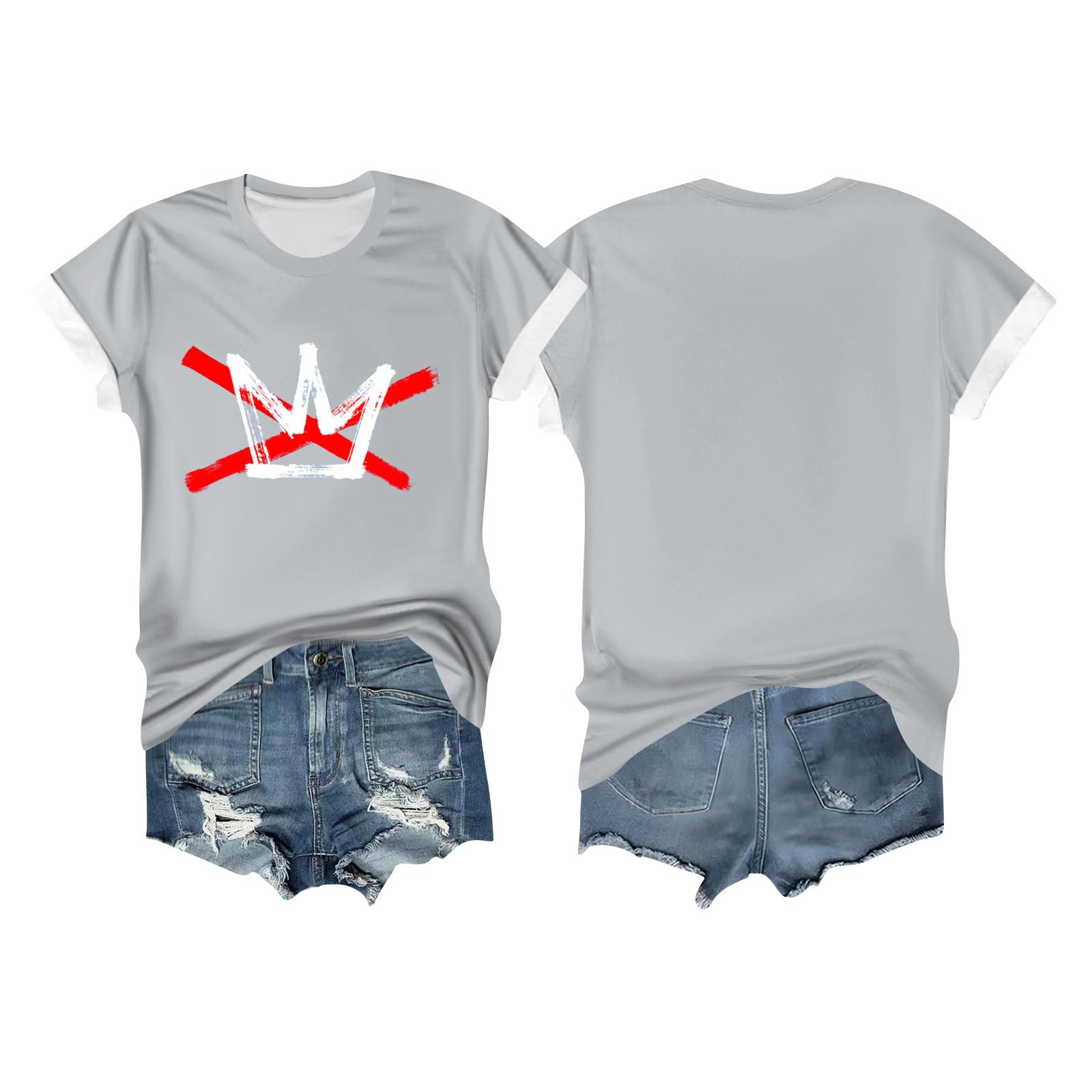 

Женская повседневная футболка с принтом, пуловер с круглым вырезом, топ с короткими рукавами XXXL