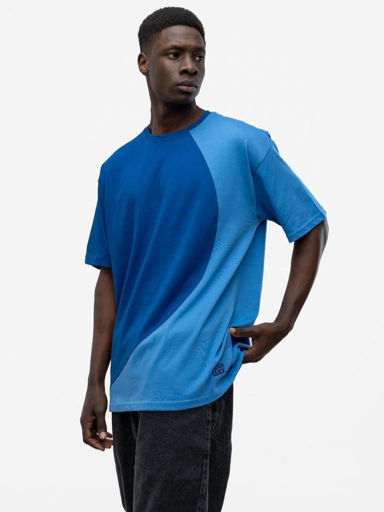Men's Short Sleeve Oversize T-Shirt Blue / Light Blue GOOD LUCK Loopy M
