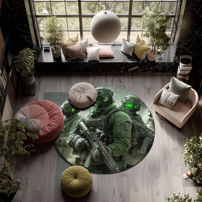 Warrior Art pattern round rug,Carpet Rug for Living Room Bedroom Playroom ,Non-slip Floor Mat,Holiday Gifts and Birthday Gifts.