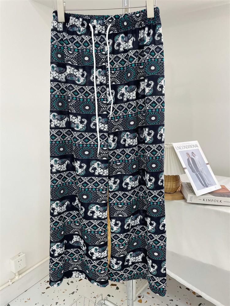 

Широкие брюки с высокой талией и драпировкой на весну/лето — длина до пола, повседневные, свободный крой, новая тайская женская мода One Size - Suitable for 90-140 lbs