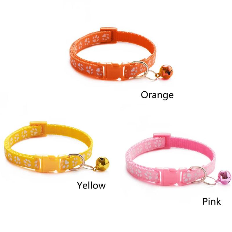 1/2/3/4/6pcs Pet Collar With Bell Cartoon Footprint Colorful Dog Puppy Kitten Collar Adjustable Safety Bell Ring Necklace Pet