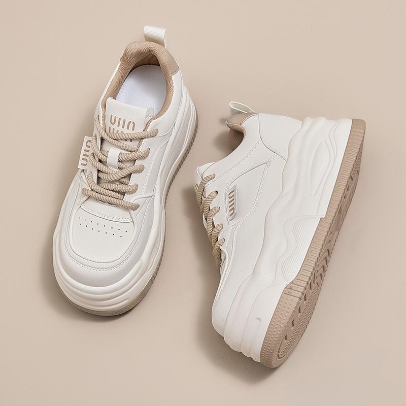 Women's Casual Shoes 7CM Thick Sole Height-enhancing White Shoes for Women, Versatile Small Sports Casual Shoes