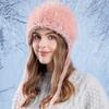 Autumn Winter Plush Pullover Hat Women Wool Hat Coldproof Warm Knitted Hat