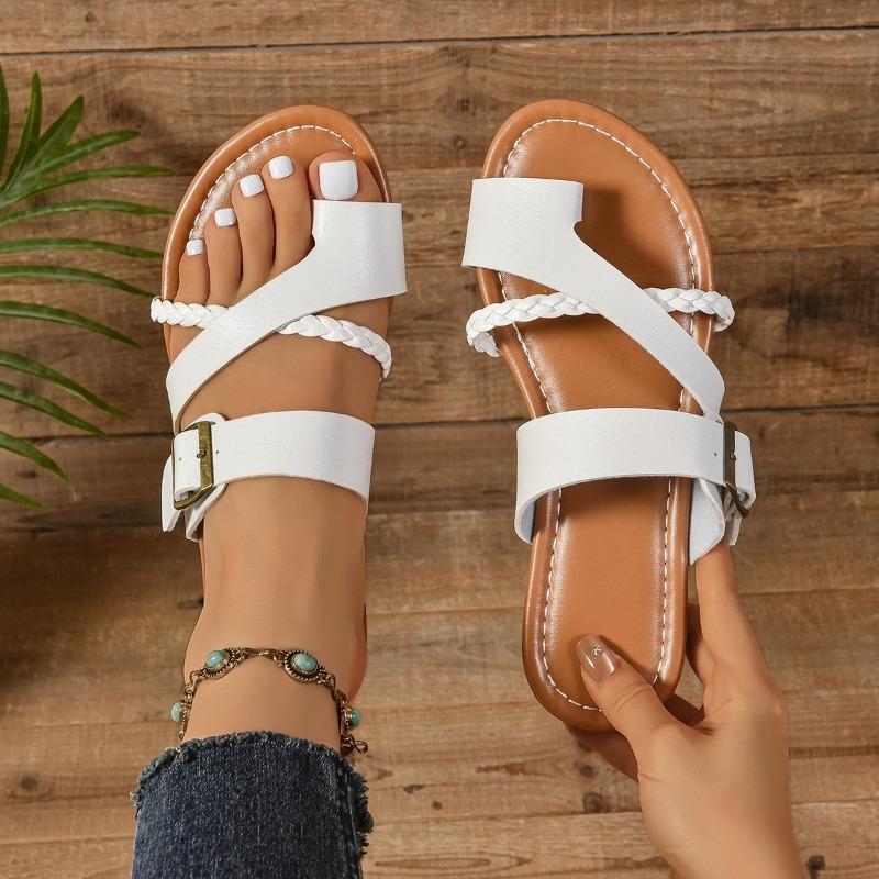 New Summer Plus Size Women's Toe Thong Fashion Flat Heel Casual Slide Sandals