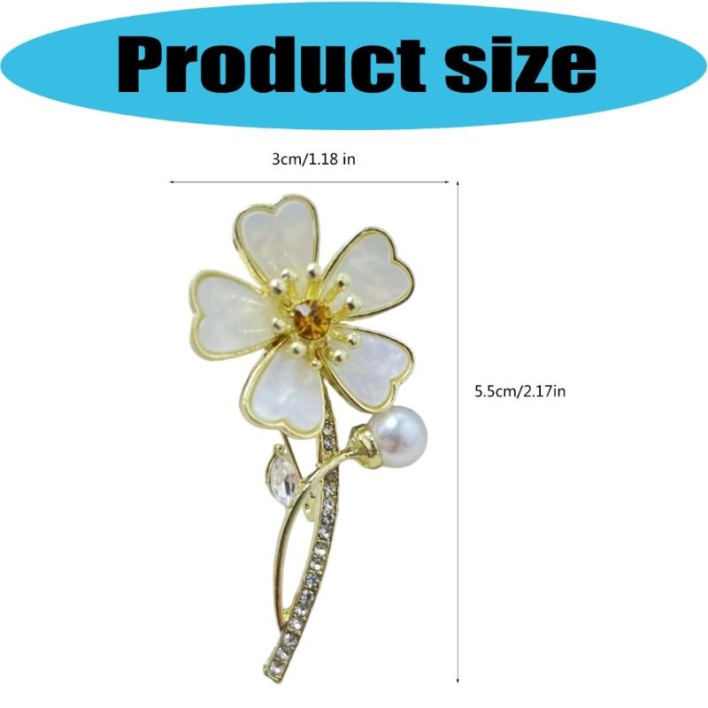 Elegant Pearls Shell Flower Brooch Zinc Alloy Secure Pin Formal Occasion Jewelry Accessory Clothing Accessories