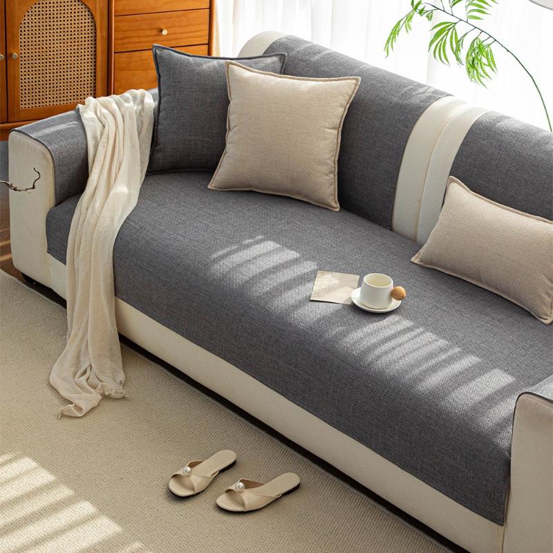 Imitation Cotton and Linen Sofa Cushion Solid Color Minimalist Slip Cushions Anti Wrinkle Wear-resistant Non Shrinking Couch Protection Pads