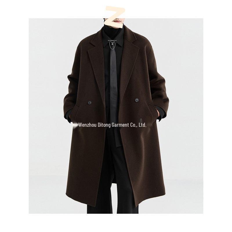 Men's Long Wool/Down Lapel Winter Coat