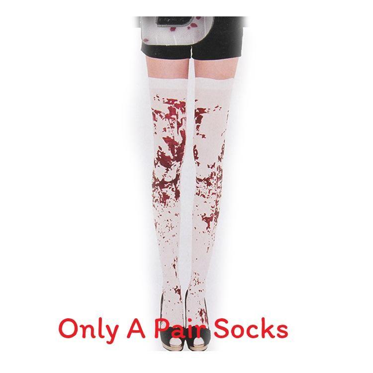 Хэллоуинские носки-скелеты с капающей кровью из хлопковой ткани для аксессуаров к костюму для косплея белый