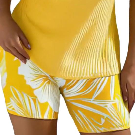 2Pcs/Set Women Swimsuit Sling Padded Tops Leaf Printing Swimming Trunks Set Quick-Dry Fabric Vacation Activities Beachwear