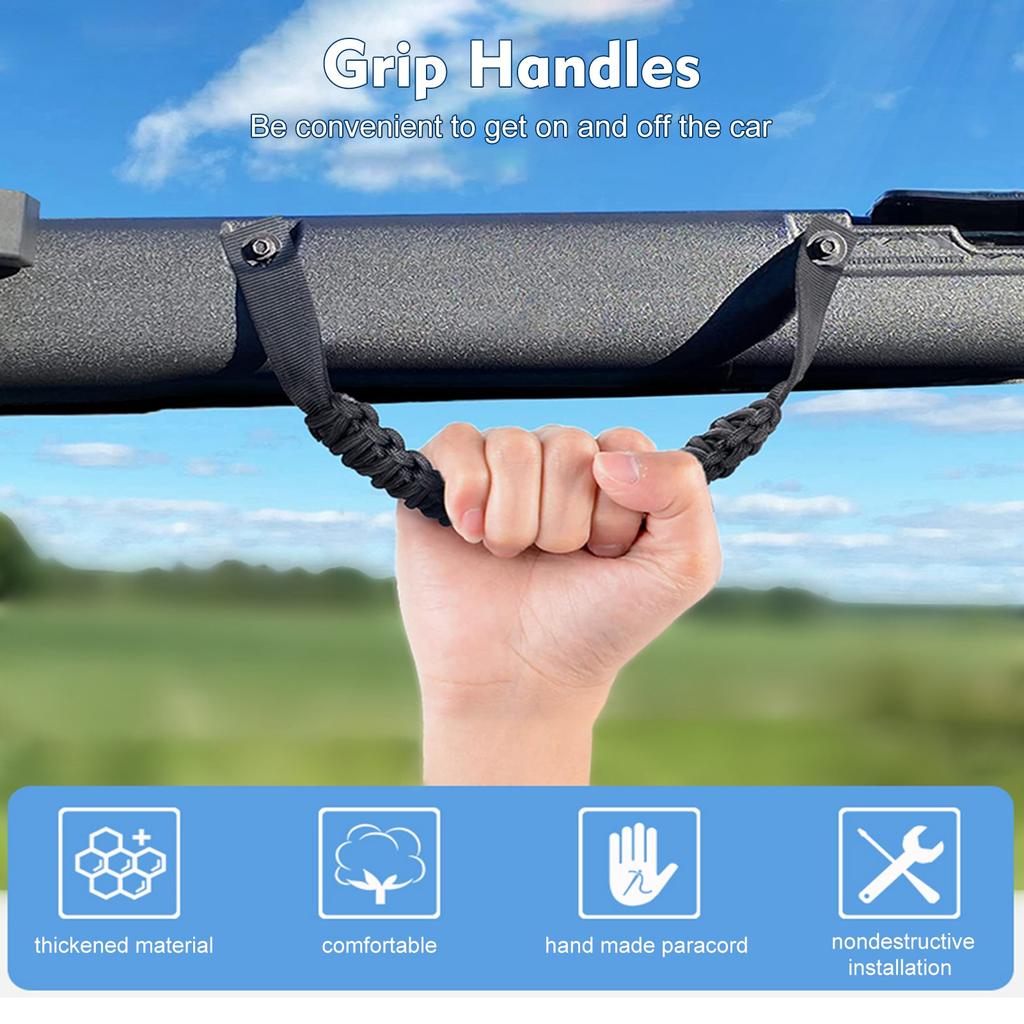 2Pcs Car Roll Bar Paracord Grab Handles Grip Handles Replacement for Ford Bronco  Wrangler