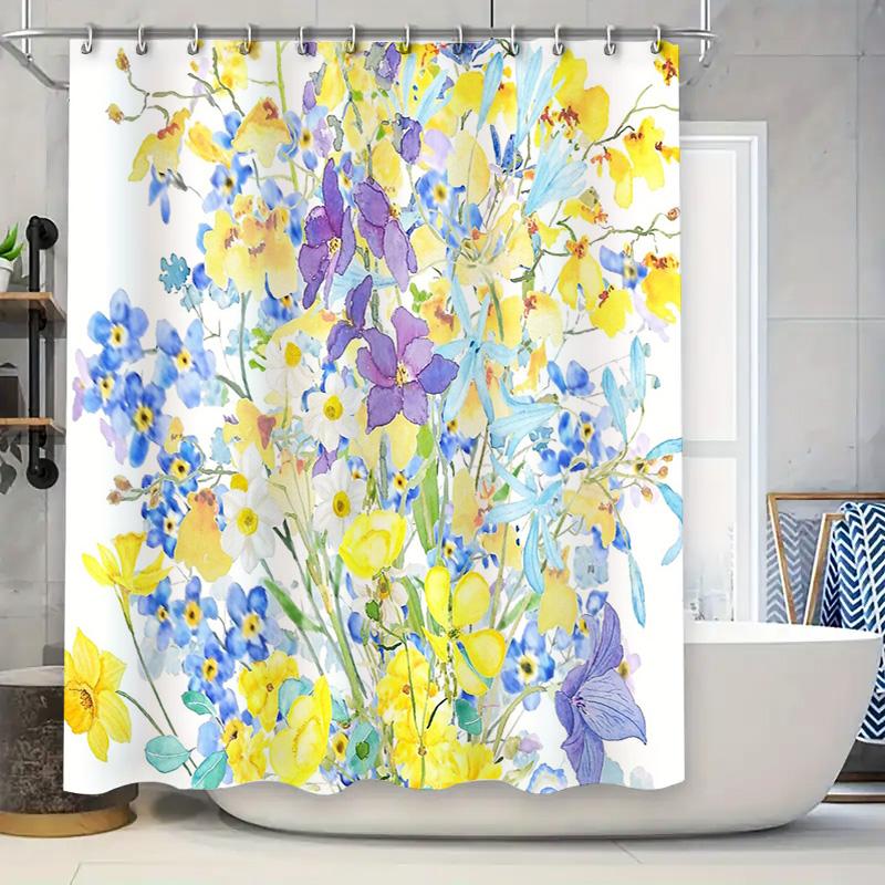 

Цветочная шторка для душа Ботанический цветочный узор Водонепроницаемая Декор для ванной Комнаты Винтажный Фермерский Рустикальный Природа Художественный Настенный Декор 90x180cm