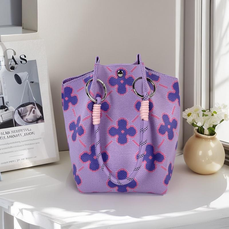 

Large Capacity Knitted Handbag Casual Portable Commuting Tote Bag Single Shoulder Bag Versatile Daily Handheld Bag