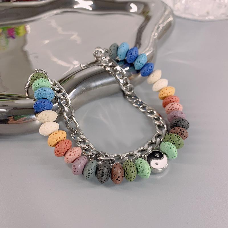 JYL TS Bracelet Vajra Double-layer Style Enhances Strength & Luck Volcanic Bagua 20cm резолюции синие