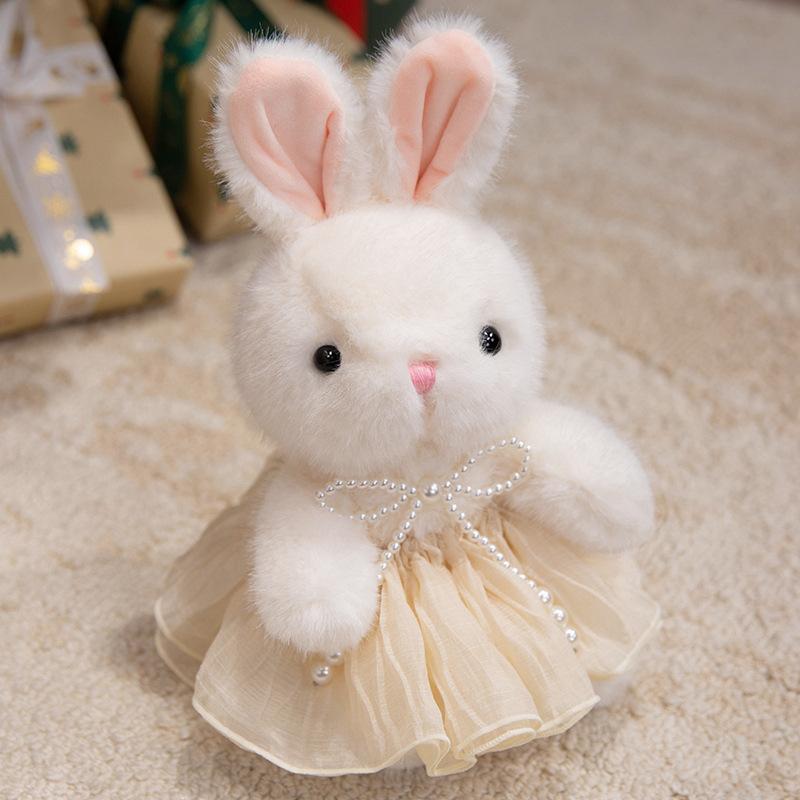 Cute Sitting Position Little Rabbit Plush Toy Floral Skirt Rabbit Doll Grab Machine Doll Girl Birthday Gift
