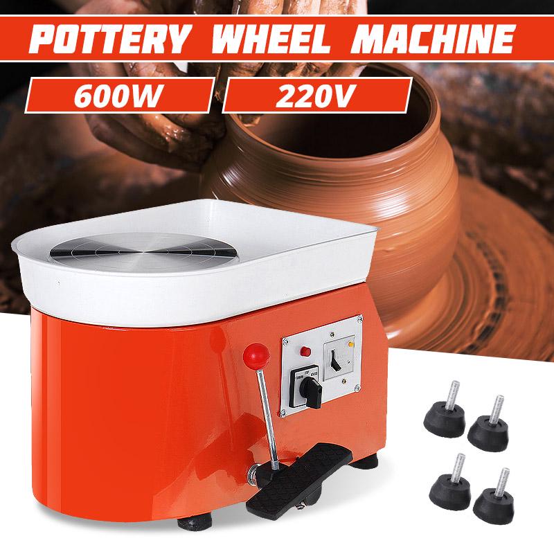600W DIY Electric Pottery Wheel Ceramic Machine Foot Pedal Clay Pottery Forming Ceramic Works Art Work Mould Orange53 x 41 x 37 cm
