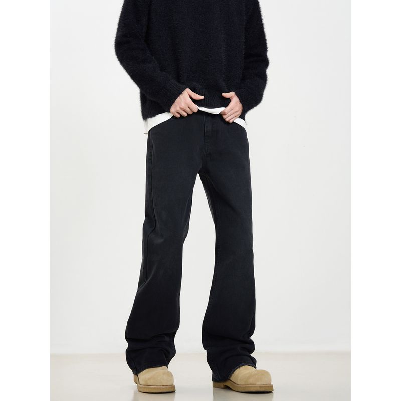 Kisko American High Street Cleanfit Flared Black Versatile Jeans for Men and Women, Cool Straight-Leg Slimming Pants