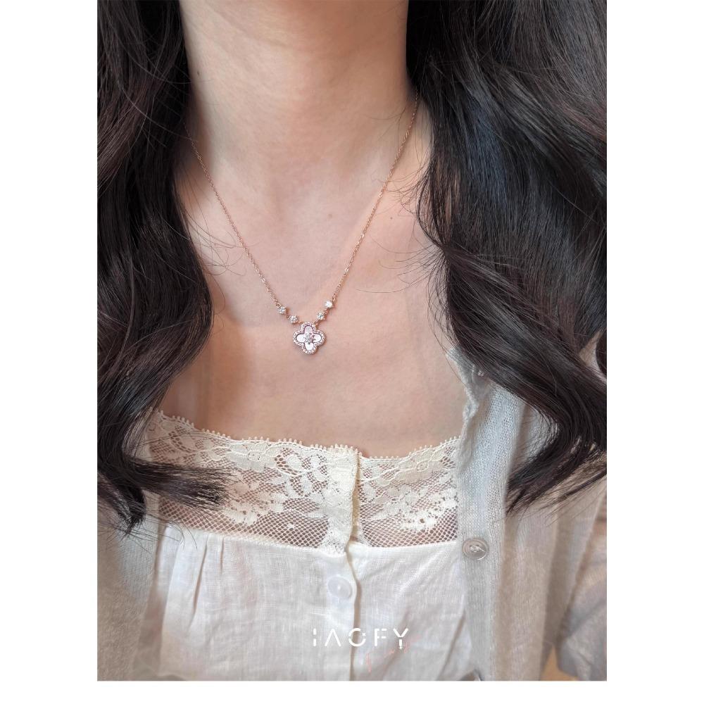 Glücksklee Zirkonia Set - Damen Halskette Armband Ohrringe - Luxus Mode Braut Accessoires