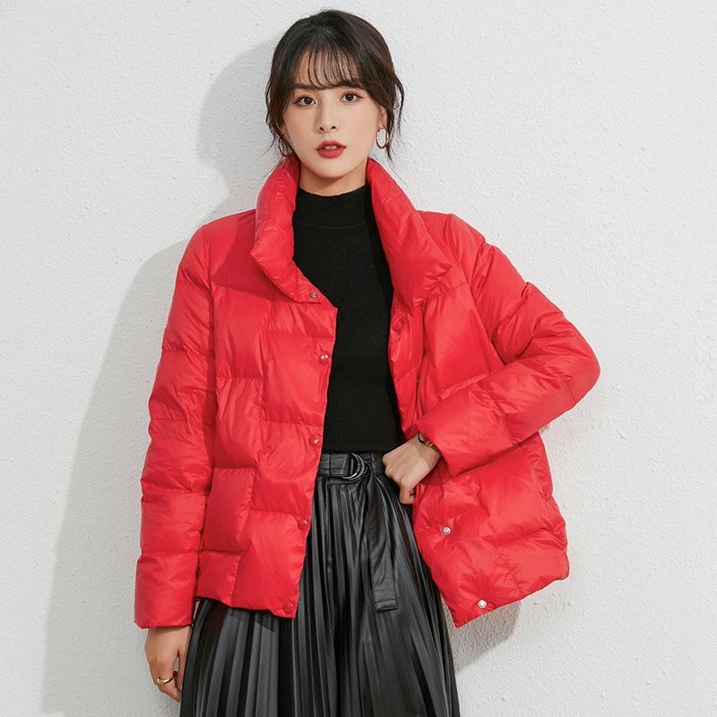 Autumn and winter warm short light down jacket women's stand-up collar light thin small winter coat winter clothing