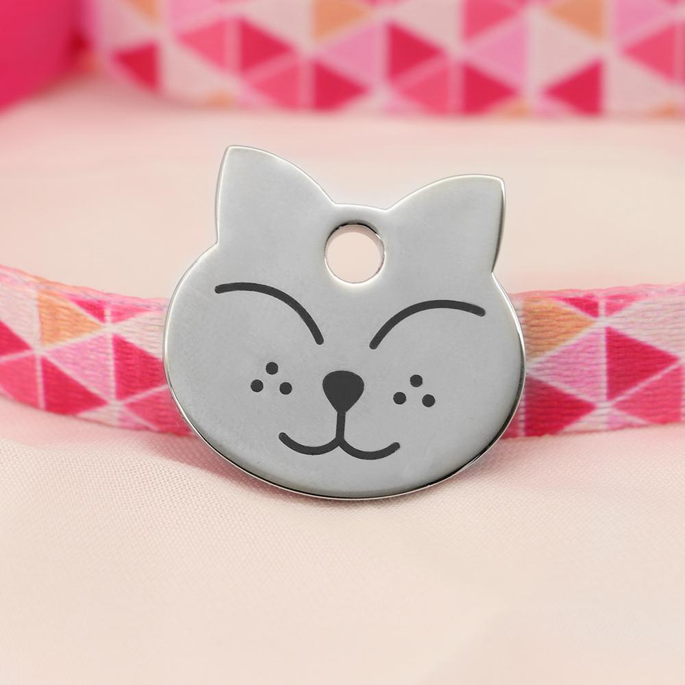 Personalized Cat Id Tag Custom Cats Kitten ID Tags Engraved Cat Collar Pendant Necklace Pet Accessories Cat Face Fish Shape