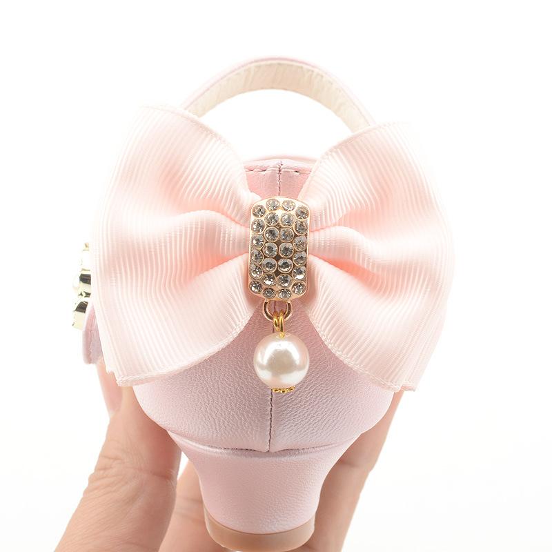 Spring new girls' shoes, small high-heeled leather shoes, princess shoes for older children, Korean-style children's shallow mesh trendy shoes