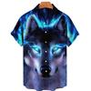 2022 Trendy Cool Shirt Men's Animal Wolf 3d Print Hawaiian Shirt For Men Streetwear Short Sleeve Hip Hop Top Men's Shirts