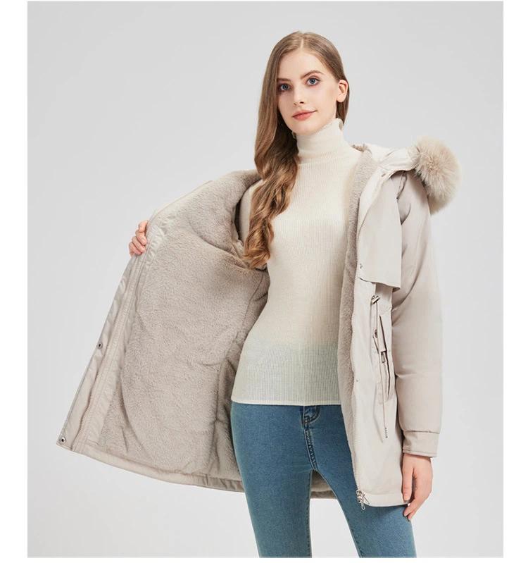 Women’s Hooded Windproof Thicken Warm Cotton-padded Parkas Winter Jacket With Detachable Sleeves