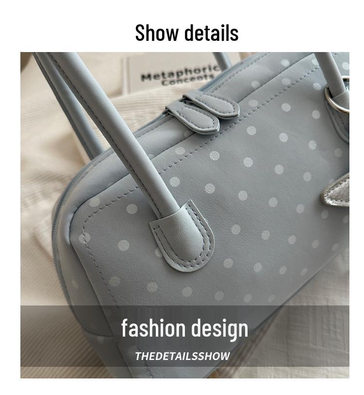 Korean Style Women's Polka Dot Bowling Bag: Large Capacity Pillow Bag for Trendy Daily Commutes