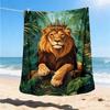1pc Lion King Jungle Throw Blanket Polyester Fiber, Lightweight Flannel, Soft & Warm, All Season Use for Outdoor, Camping Digital Print