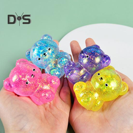 4/8Pcs Squeeze Bear Toys Mini Sequins Bear Figures Squeeze Ball Toy Finger Fidget Sensory Toy for Kids Adults Stress Relief