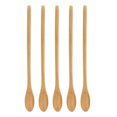 5-teiliges Holzlöffel-Set, oval, leicht, bequemer Griff, Löffel mit langem Griff, für Kaffee, Tee, Zucker