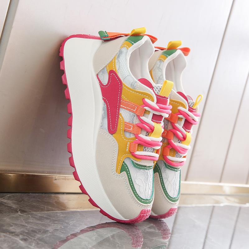 CRLAYDK Summer 2025 Women's Tennis Platform Walking Shoes Breathable Casual Sneakers Comfort Lace-up Sports Stylish Trainers