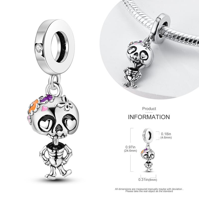 Copper Charms Luminous Pumpkin Skull Beads For Dangle Diy Gift Halloween Series Charms