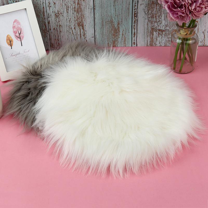 30cm Long Plush Round Carpet Imitation Wool Solid Color Simple Round Pad Dressing Table Floor Pad Floor Mat Bedroom