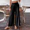 Women's Casual Wide Leg Pants with Side Zipper Relaxed Fit Elastic Waistband Lightweight Loose Trousers for Everyday Wear