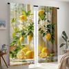 2 Stück Vintage Zitronen- und Weißblumen-Druck Vorhänge Polyesterstoff Maschinenwaschbar, Geeignet für Schlafzimmer Wohnzimmer Dekoration